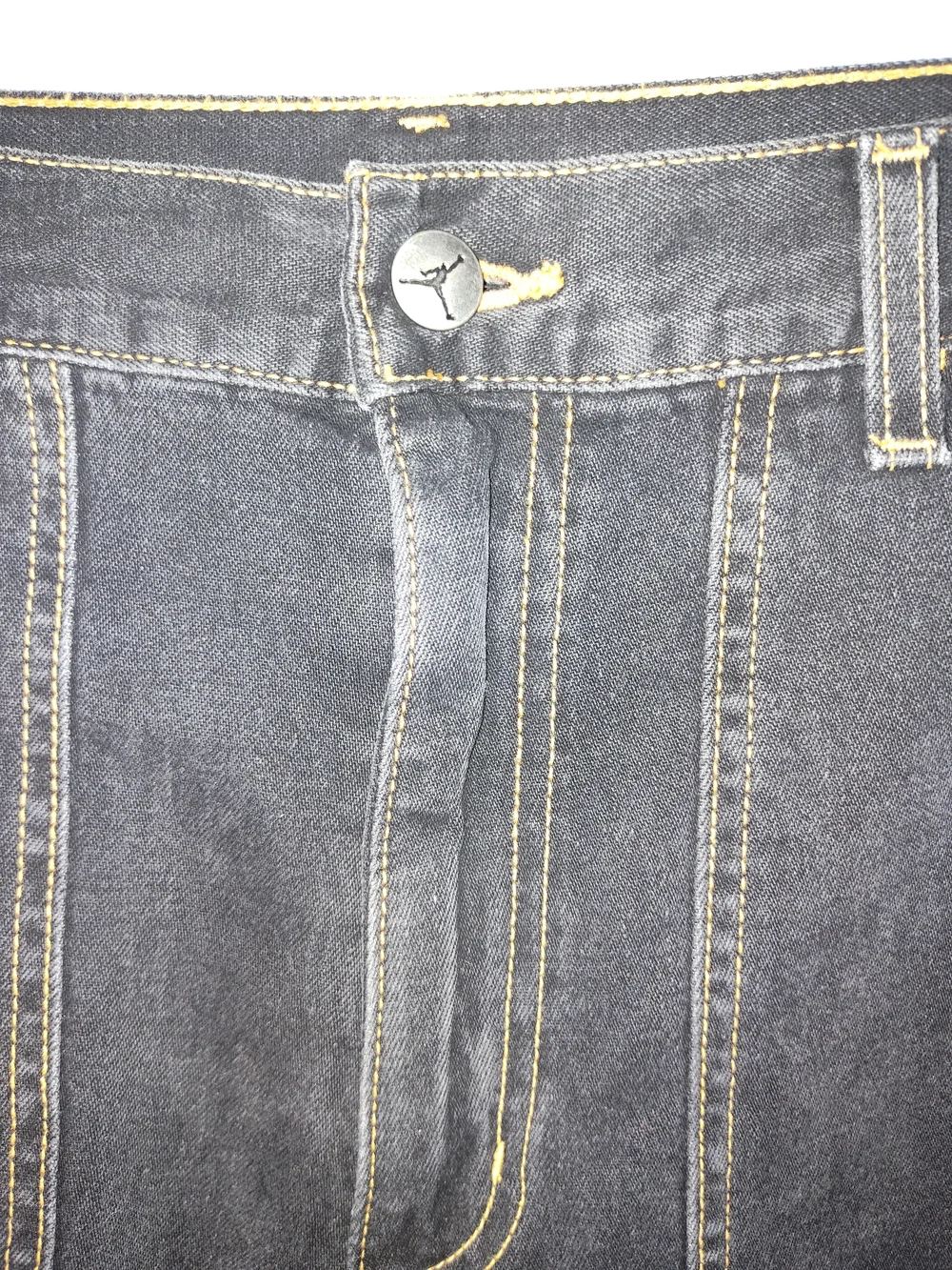 Jordan Black Denim Carpenter Shorts with Contrast Stitching